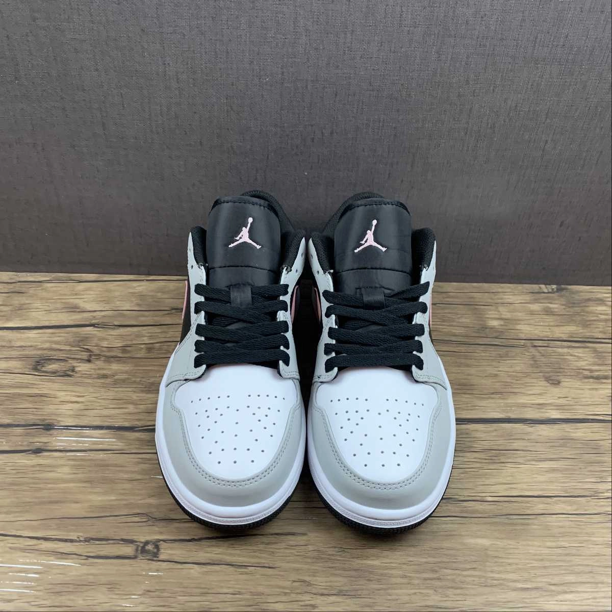 Air Jordan 1 Low Black Bleached Coral Grey Fog 553558-062 Rollbar Stabilizer