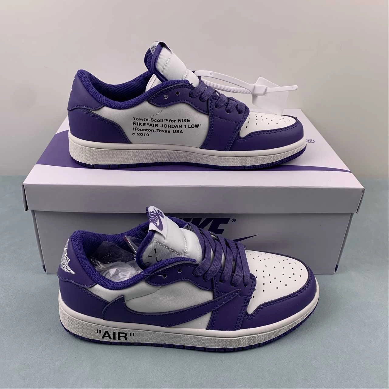 High Support Outdoor Day Travis Scott x Air Jordan 1 Low OG Purple White Black DM7890-386