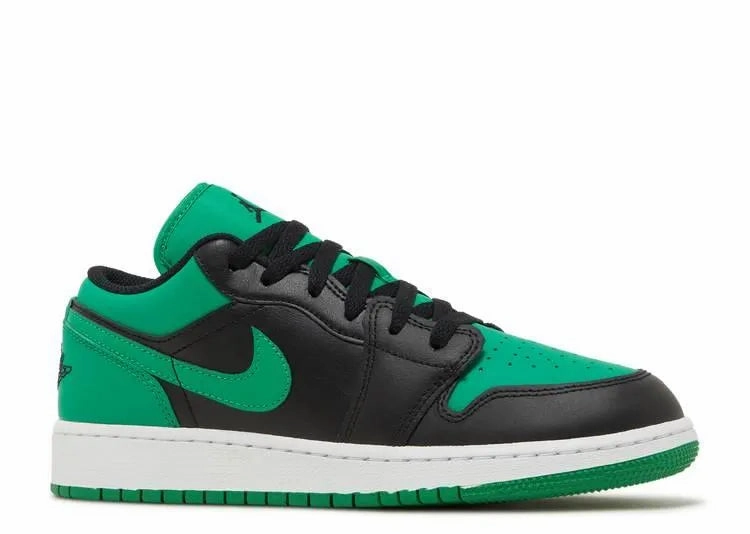 Lift Step Air Jordan 1 Low Black Lucky Green (GS)