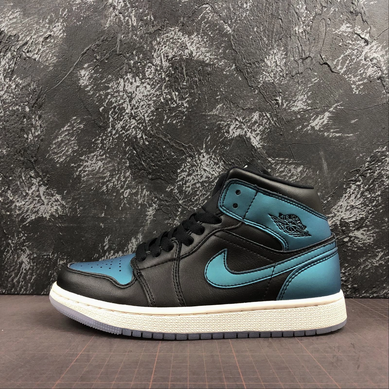Air Jordan 1 Mid Black Pale Ivory Multi Color Running Routine