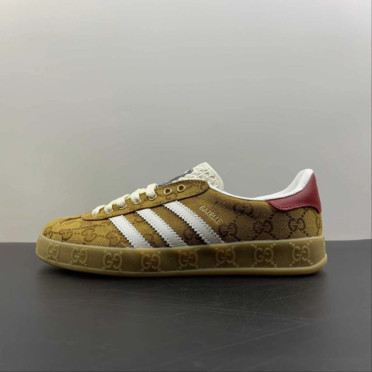 Adidas x Gucci Gazelle Brown White Red urban shoes spandex - feature shoes