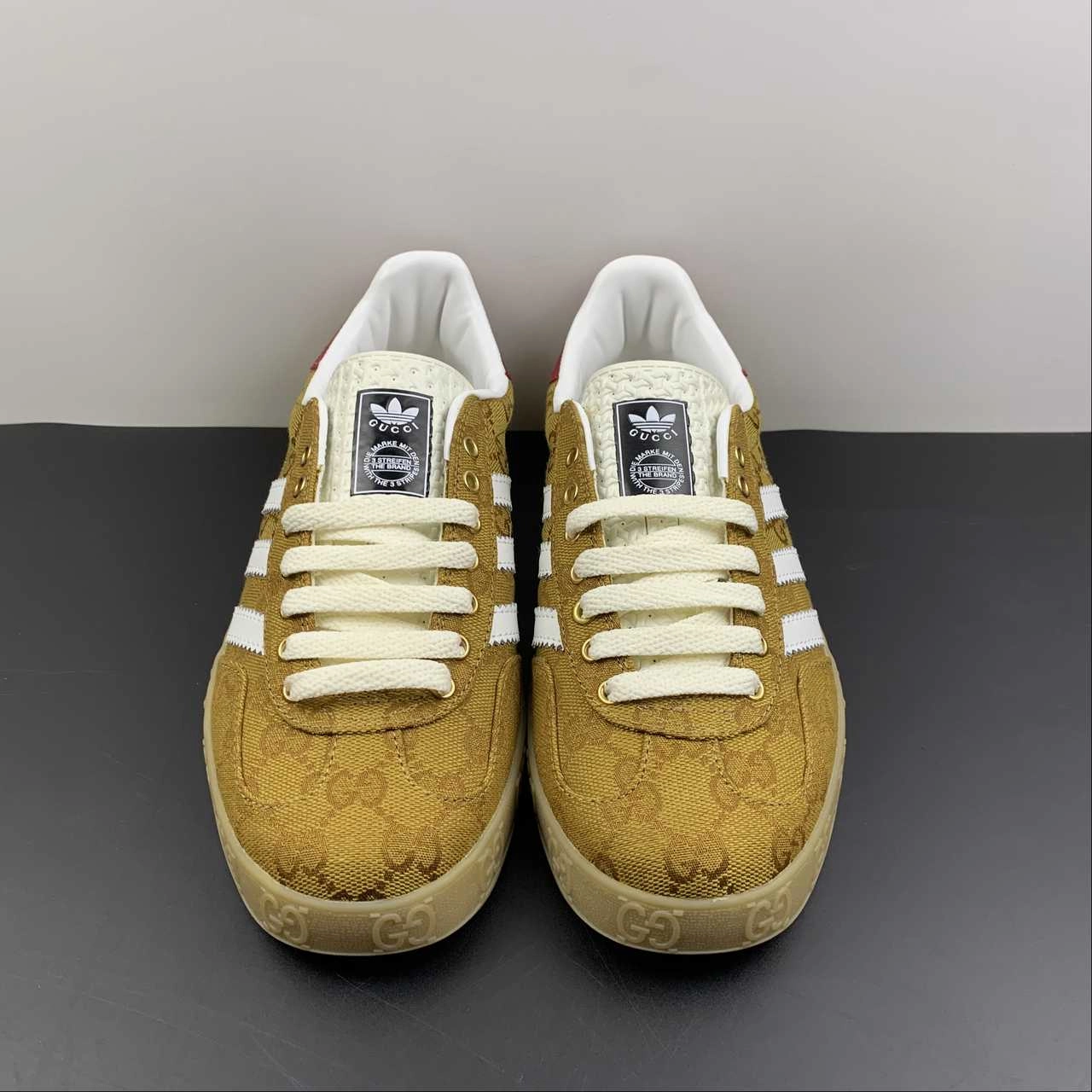 safety shoes Adidas x Gucci Gazelle Brown White Red