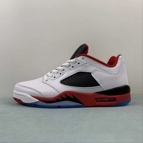 Multi Surface Use Air Jordan 5 Retro Low White Fire Red Black 819171 101