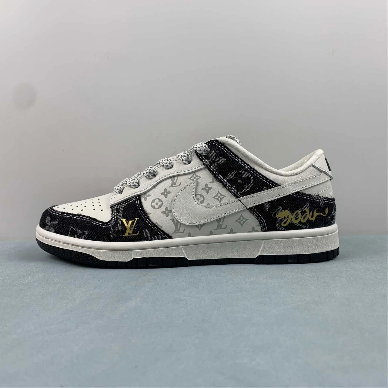 LV x SB Dunk Low 2024 White Black Gold FC1688-163 Classic sneakers Contemporary ease