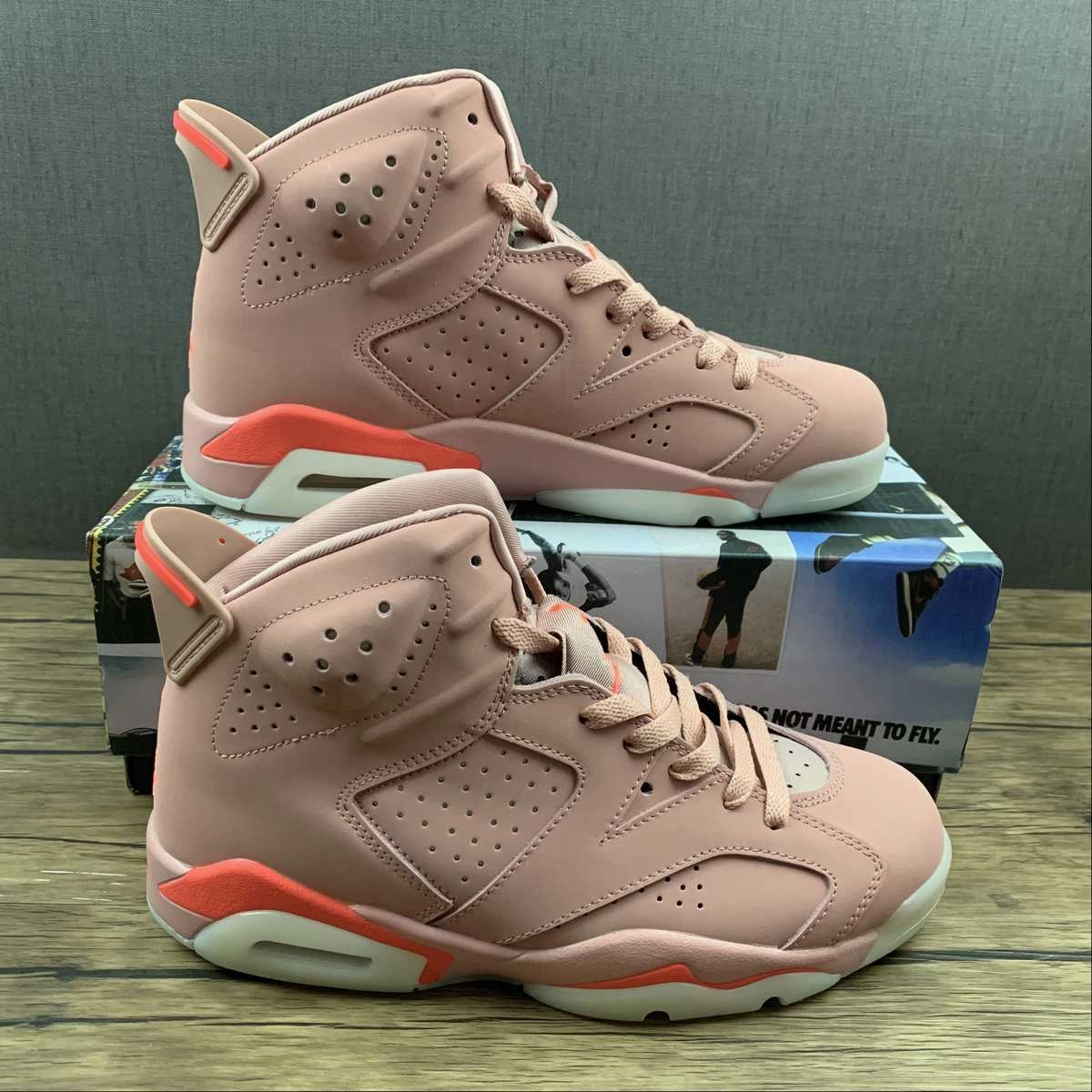 Air Jordan 6 Retro NGR Rust Pink Bright Crimson CI0550-600 Breathable mesh panel