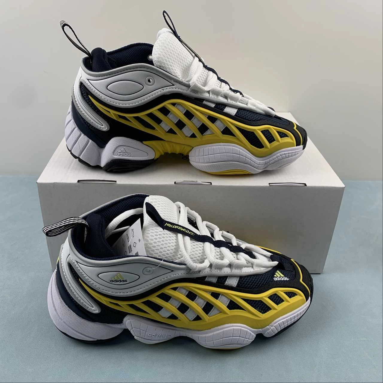 Lace Up Design Adidas Yeezy 500 Intimidation Collegiate Navy Wonder Glow White FW0658