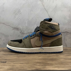 Air Jordan 1 High Switch Black Brown Blue CW6576-200 Soft Upper Rigidity to Flex Ratio