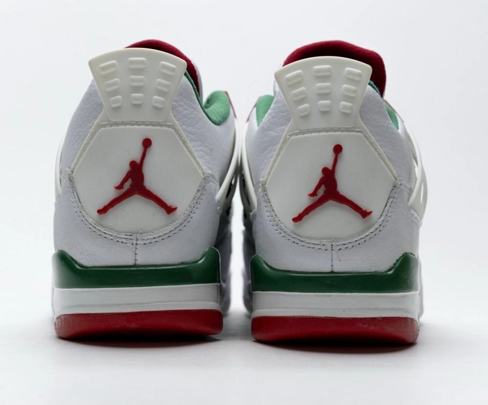 Air Jordan 4 Retro White Green Red Shock Absorbing Technology Smooth Landing