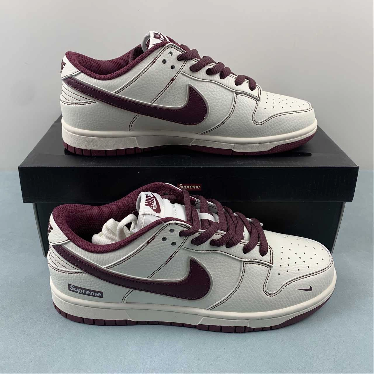 Supreme x SB Dunk Low Dark Red Off White RM2308-235 Tennis Court