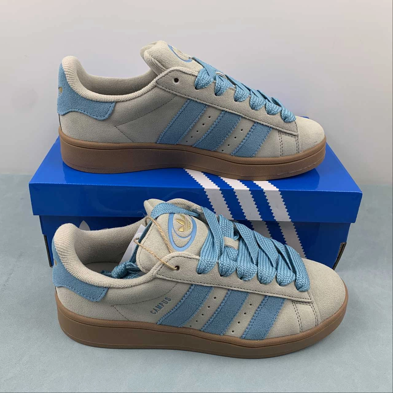 Adidas Campus 00s Putty Gray Preloved Blue Gold Metallic IE5588 Soft Padding Flexibility