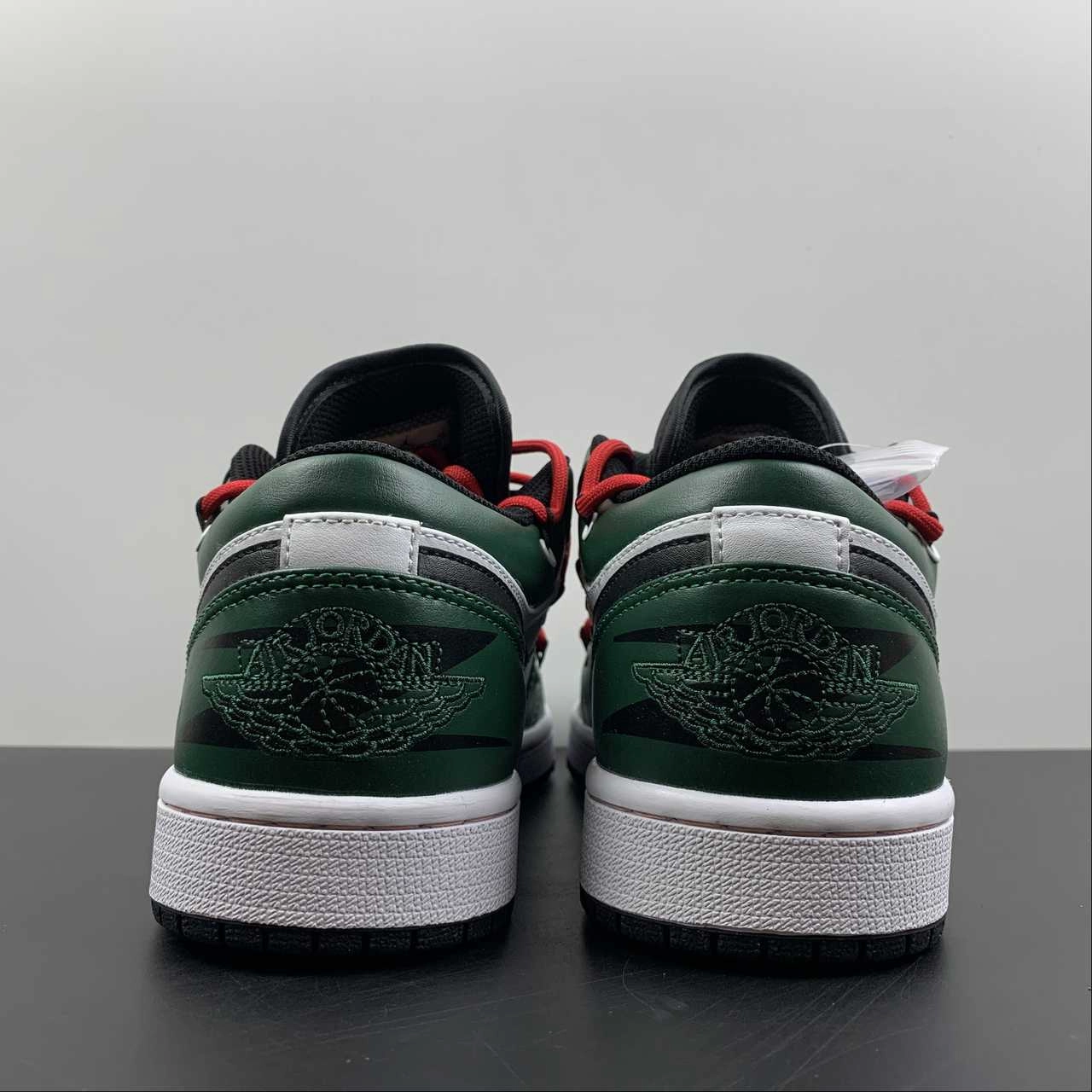 Air Jordan 1 Low Vibe White Green Black Red 553558-963 Thermoregulating Fabric