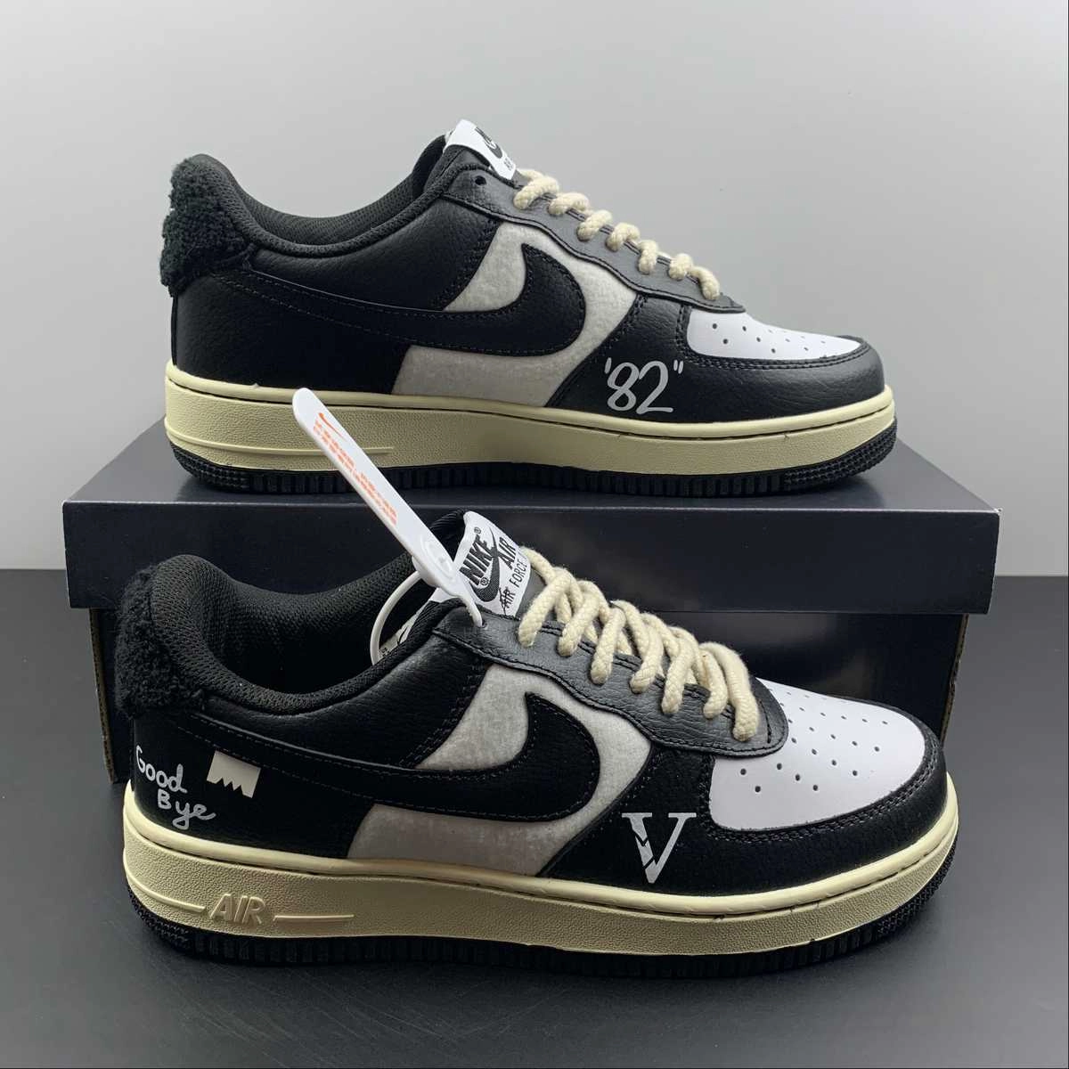 Air Force 1 07 LV8 GoodBye 82 Black White DO5220-168 Decorative stitching