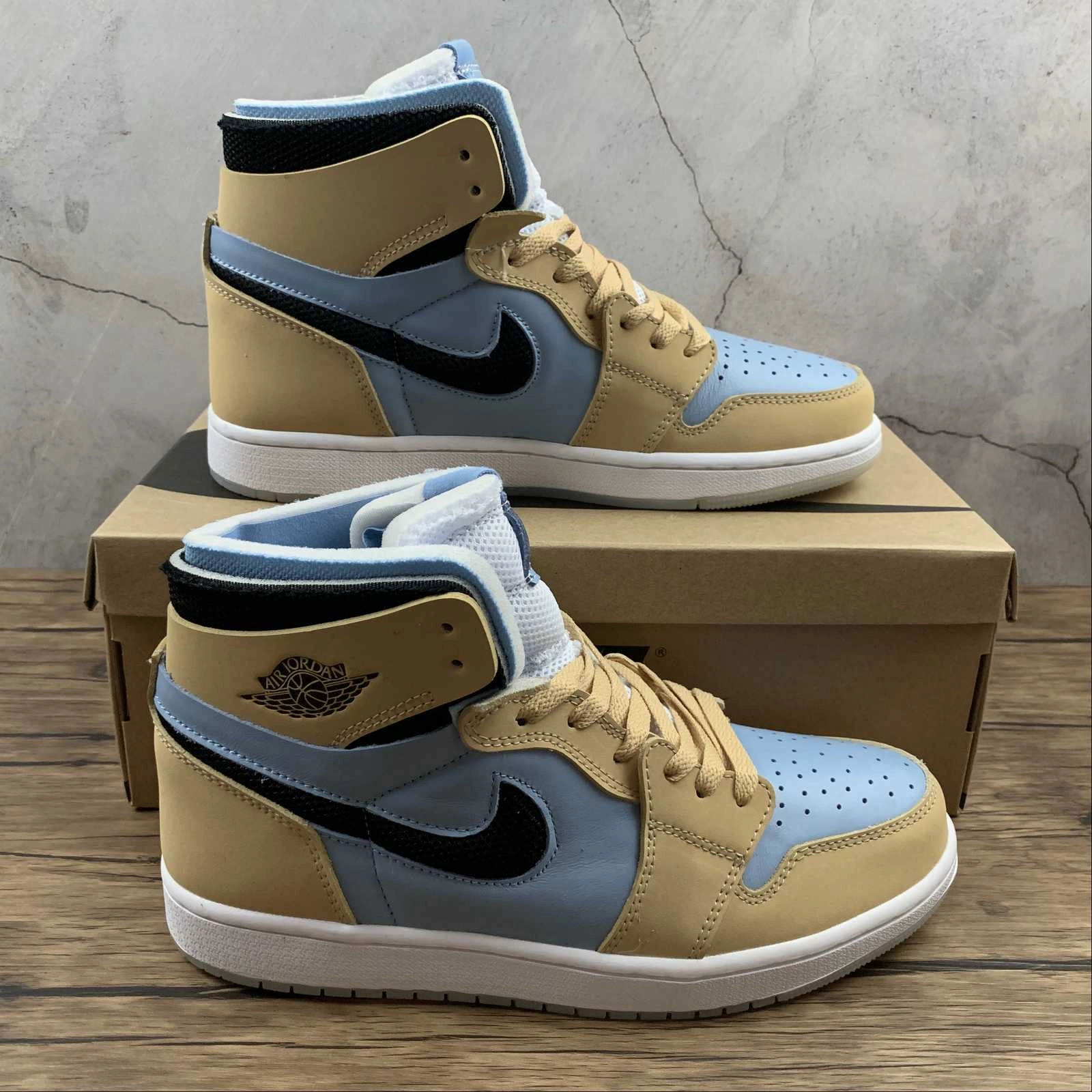 Air Jordan 1 High Zoom Comfort Psychic Blue Black Sesame White CT0979-400 All Walks Quiet Ground