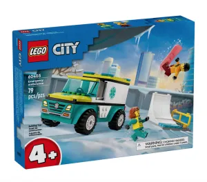 Emergency Ambulance and Snowboarder Lego City