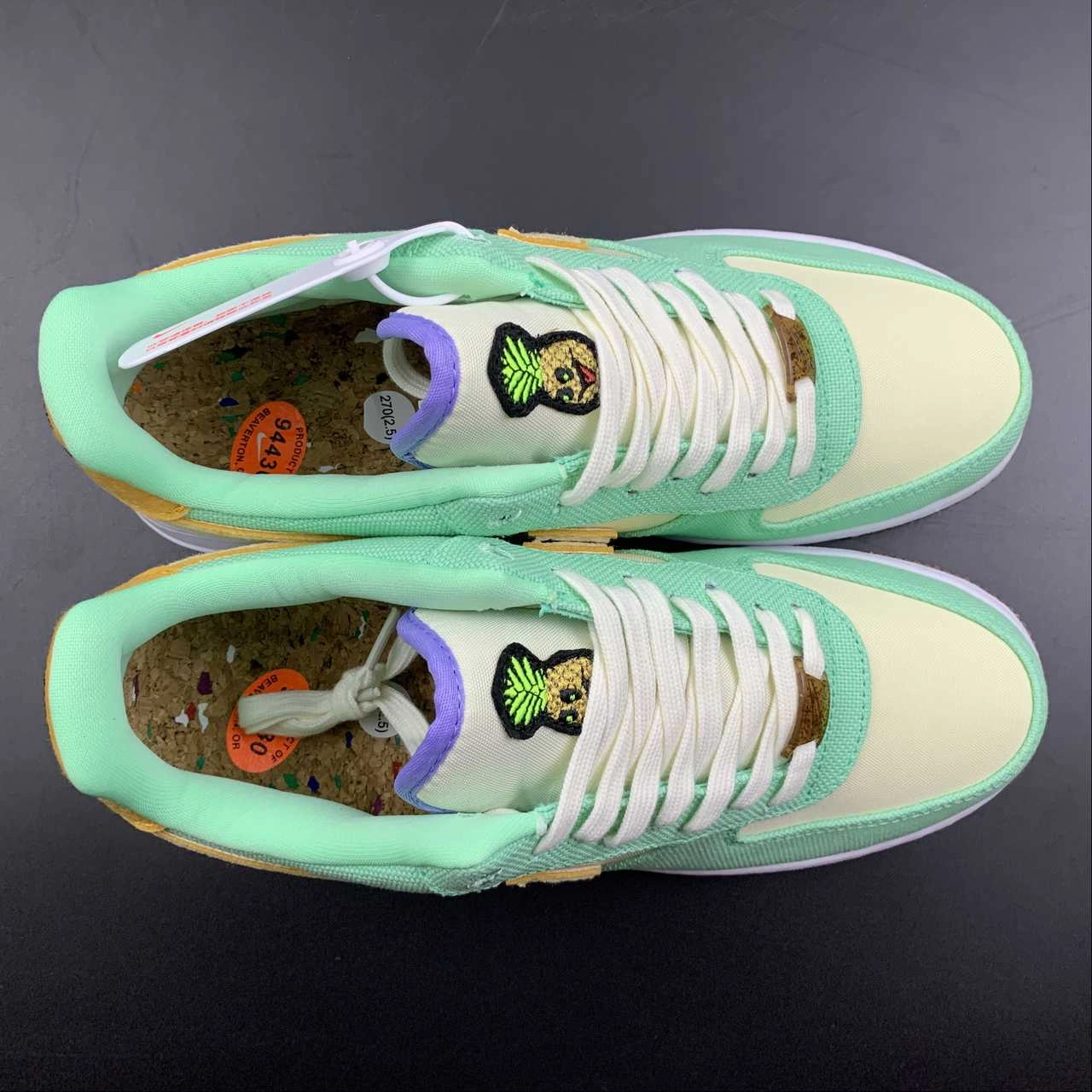 Vegan Material Airport Walk Air Force 1 07 Low Pinapple Green Glow Coconut Milk Metallic Gold CZ0268-300