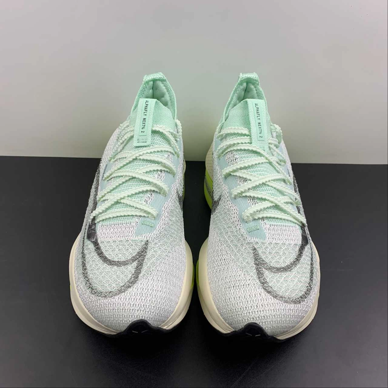 Recovery Ready Toe box allows natural toe spread without compression Air Zoom Alphafly Next 2 Mint Foam Cave Purple Volt Coconut Milk DV9422-300