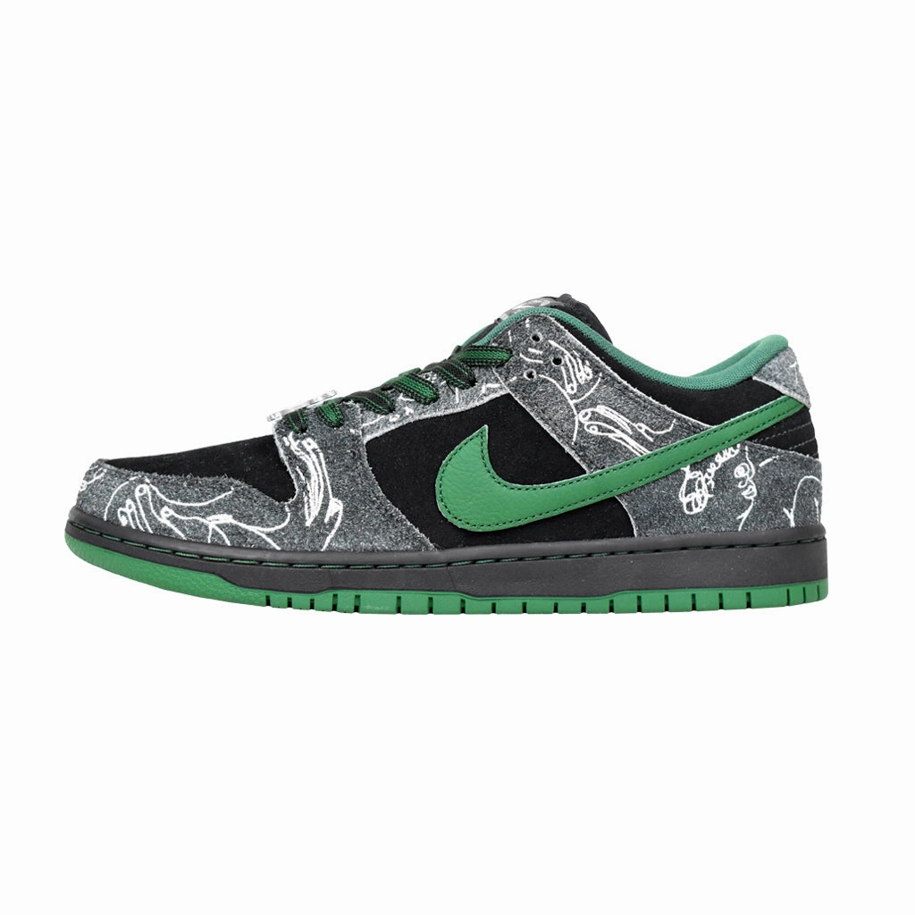 Nike SB x There Skateboards Dunk Low QS - Black Green Orthotic Compatible Footbed