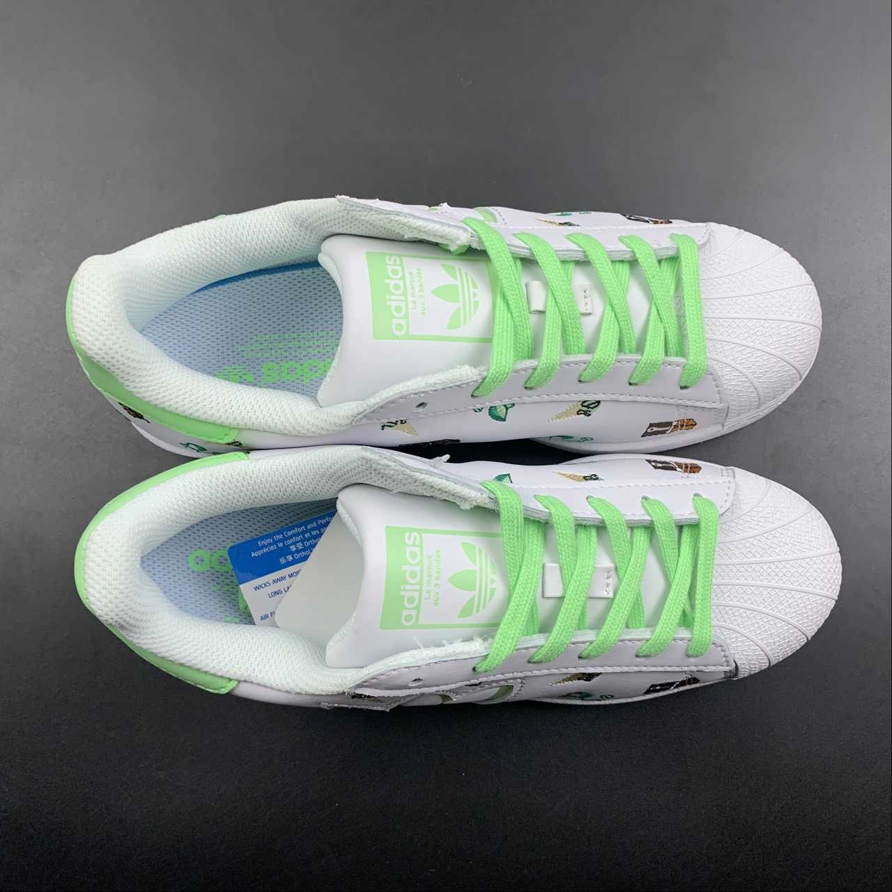 powerful - running wide - toe - box - feature shoes Adidas Superstar Cloud White Green HO5668