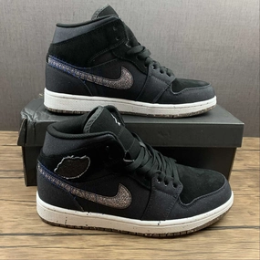 Exclusive Design Air Jordan 1 Mid Mid Black Blue (2021) DM3529-001