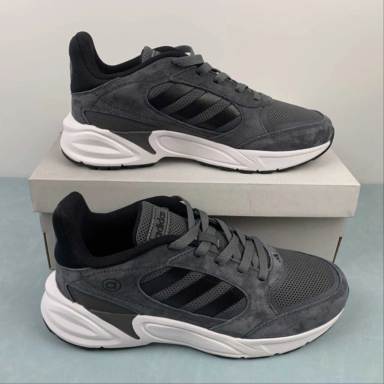 stretchy - material - flexibility shoes Adidas 90s Valasion Black White EE9802