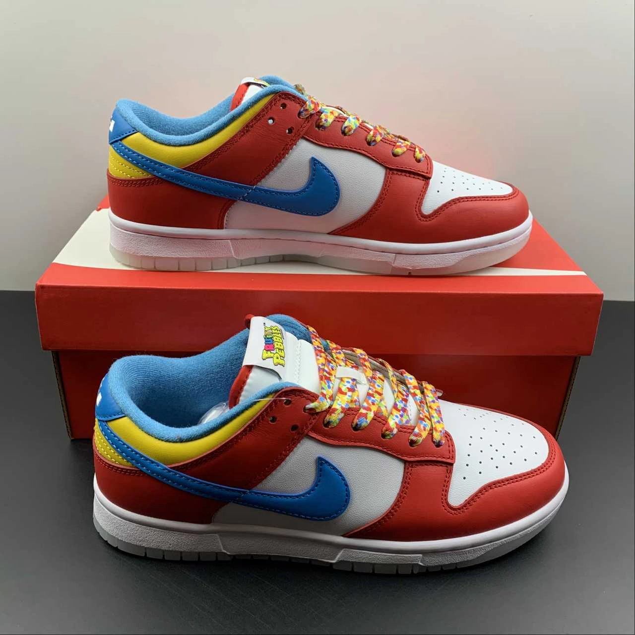 LeBron James x SB Dunk Low Fruity Pebbles White Red Blue DH8009-600 Ventilated Daily Walking