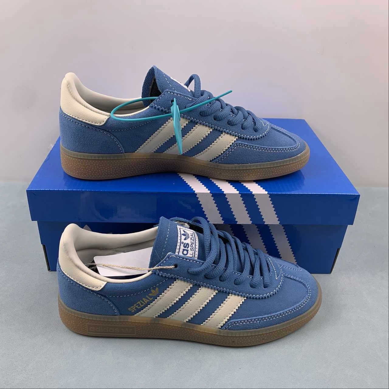 mud running footwear Adidas Handball Spezial Core Blue Cream White Crystal White IG6194