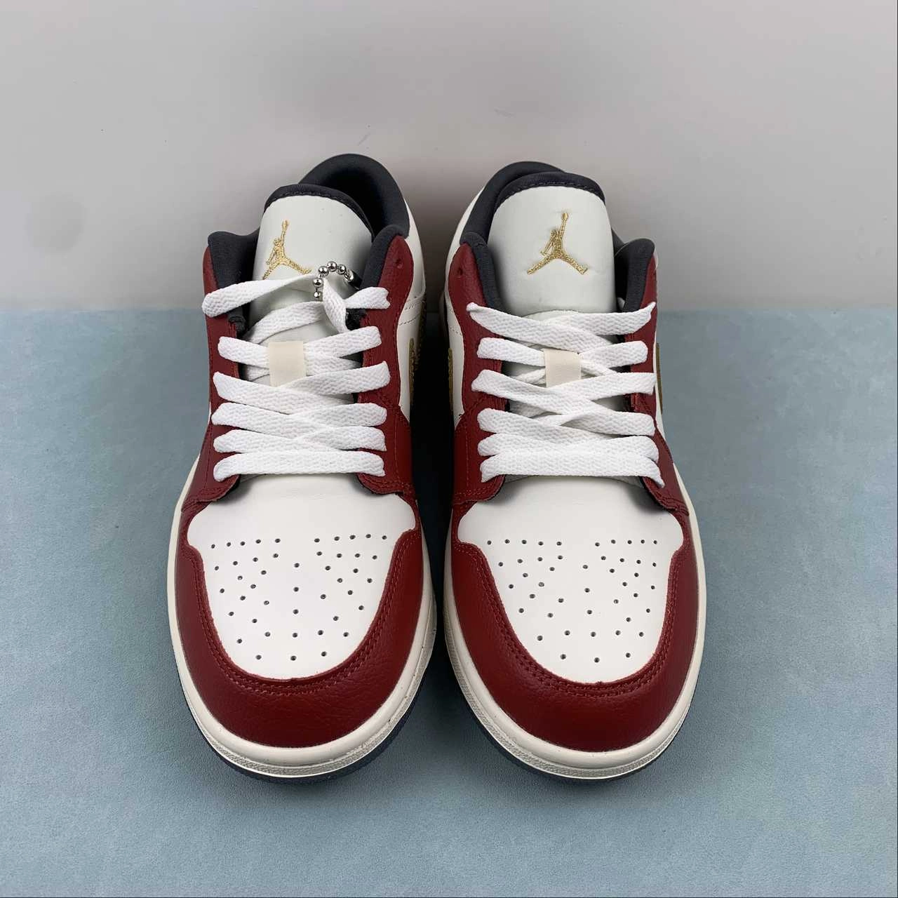 Run Style Air Jordan 1 Low SE Sail Metallic Gold Grain Dark Team Red FJ5735-100