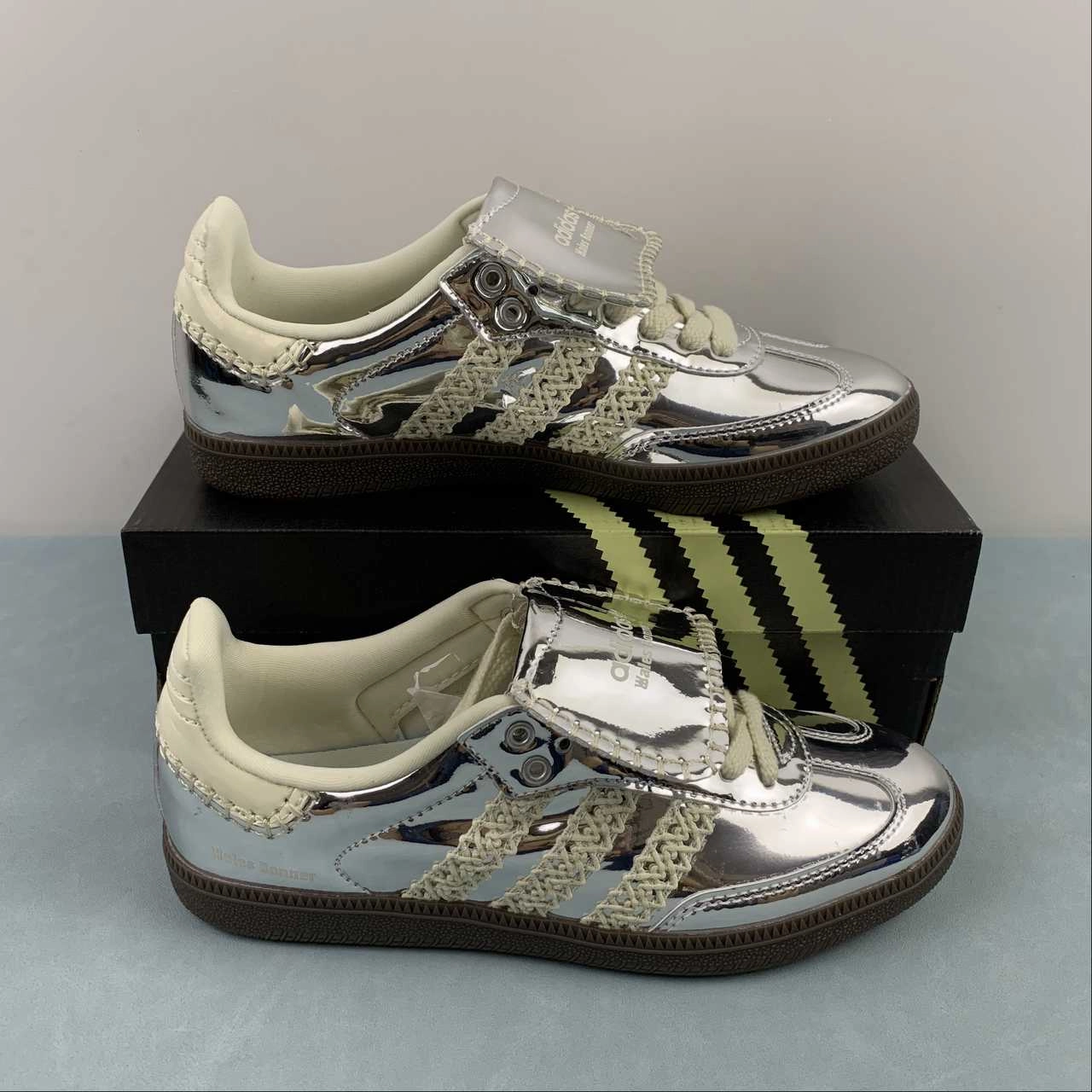 Sport Street Practical Wear Adidas Samba Wales Bonner Silver White Greone IG8181