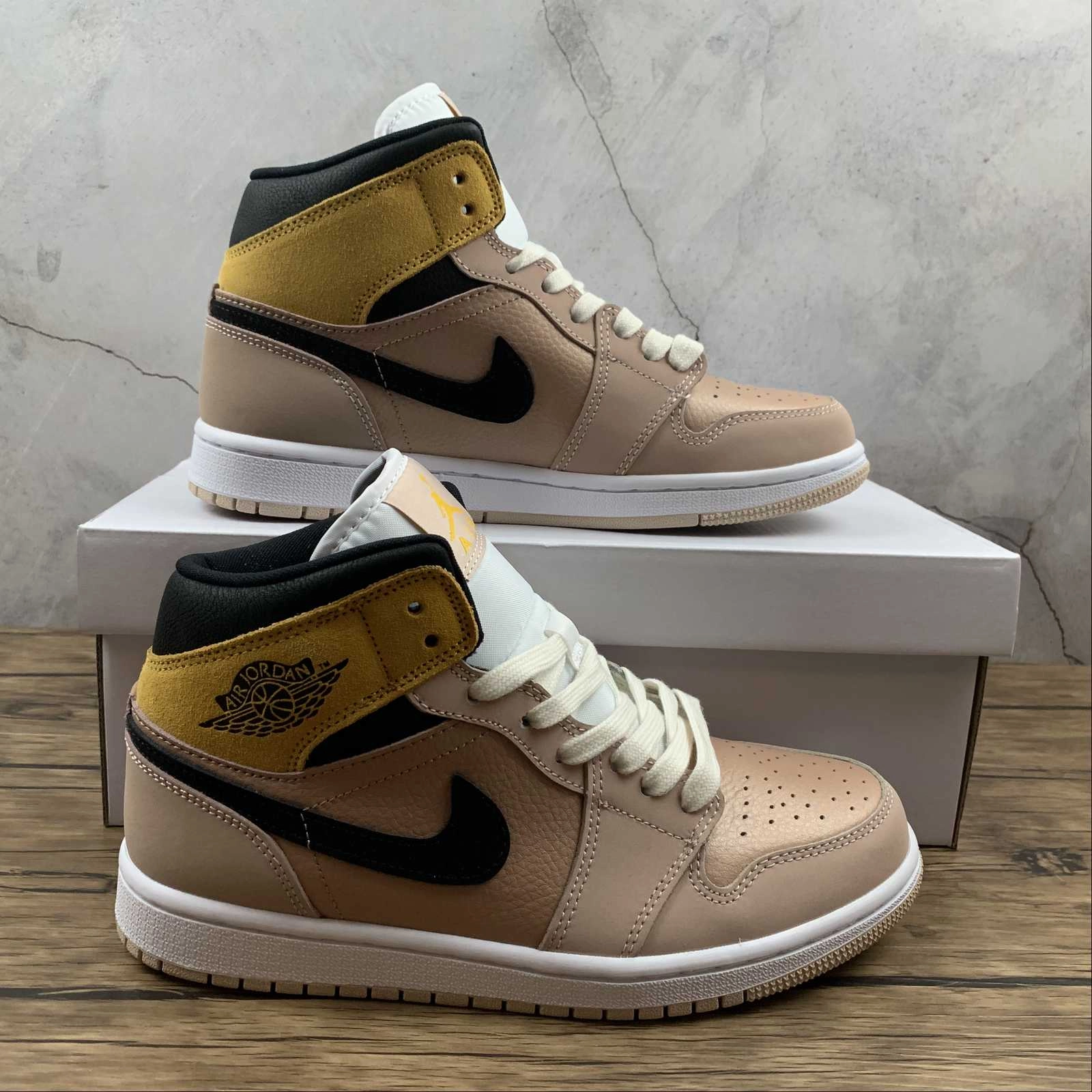 Air Jordan 1 Mid SE Particle Beige Black (2021) DD2224-200 Airflow channels