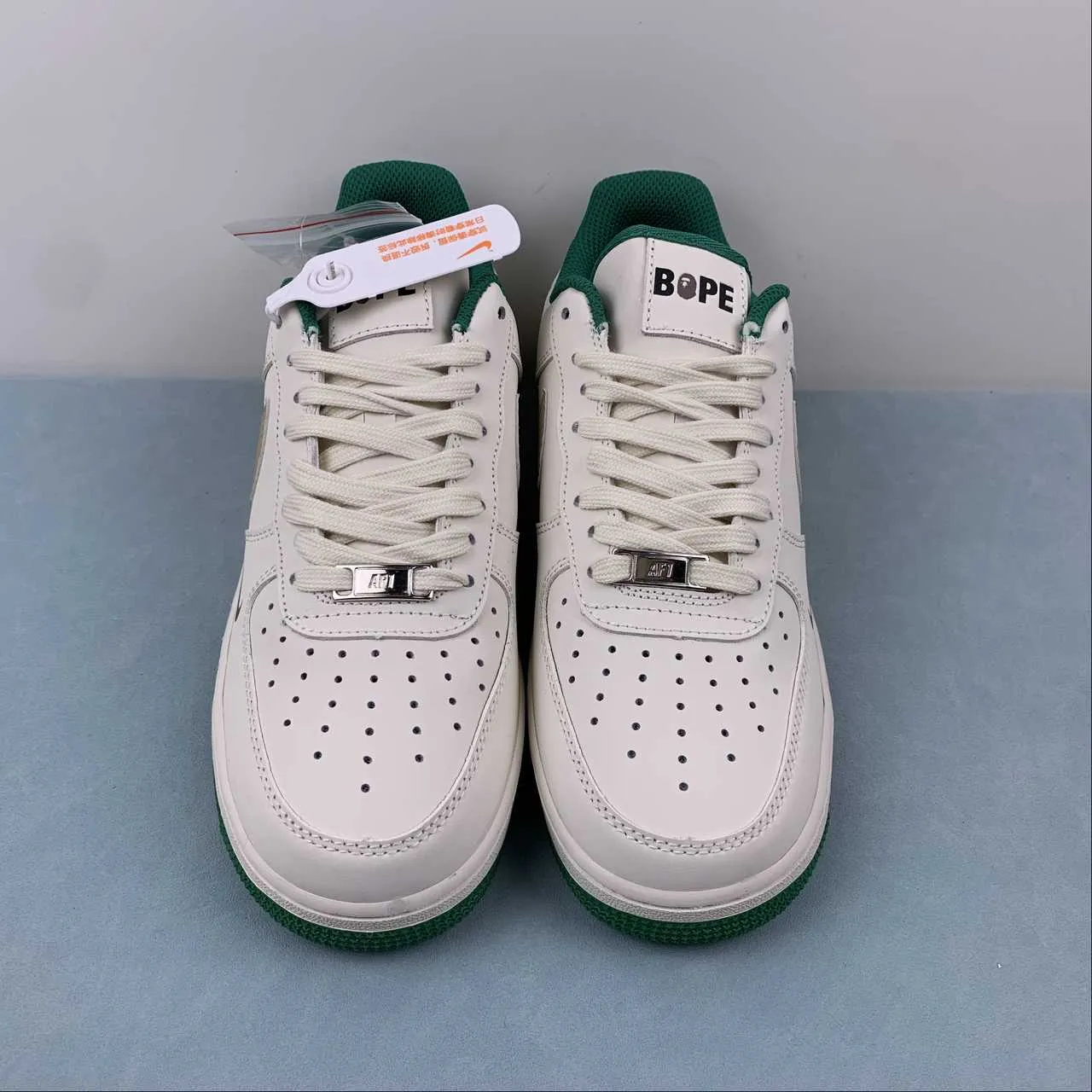 AdjustableStrap Lean Design Air Force 1 07 Low BAPE Beige Green Yellow HX123-007