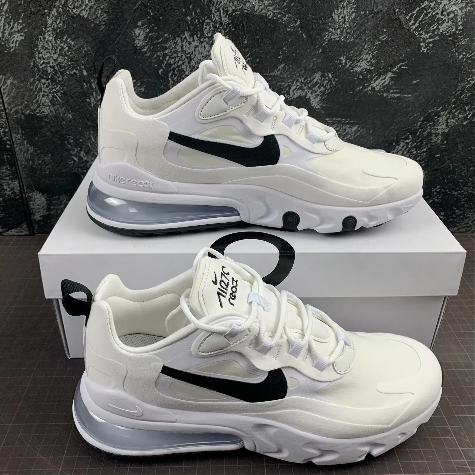 Air Max 270 React White Black-Metallic Silver CI3899-101 Everyday Fitness Superior Grip