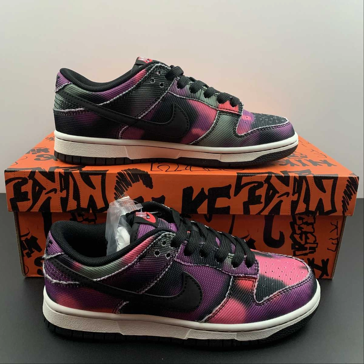 Anti   Bacterial Torsion System SB Dunk Low Graffiti Pink Purple Black DM0108-002