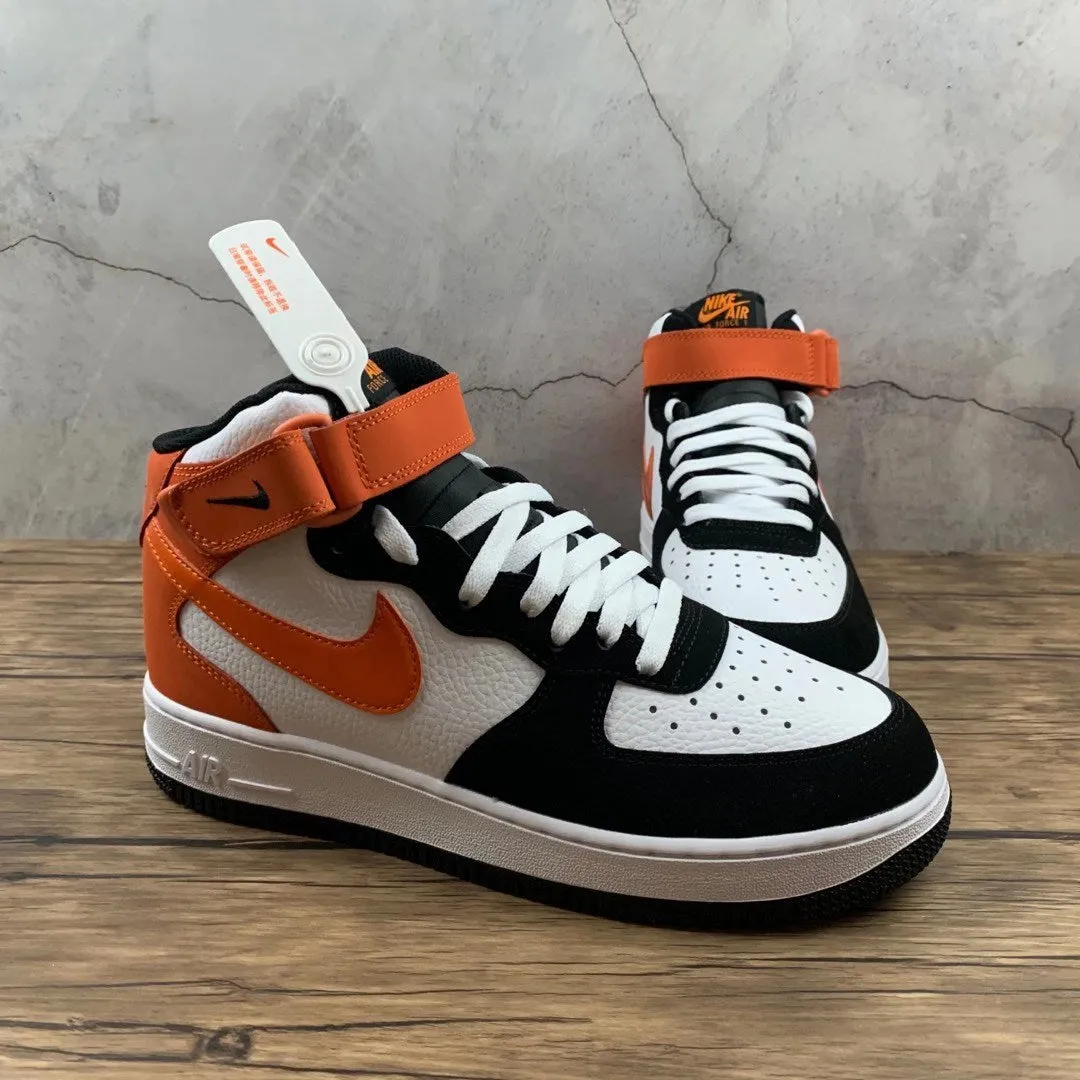Air Force 1 07 Mid White Black Orange 554724 058 Street Wear