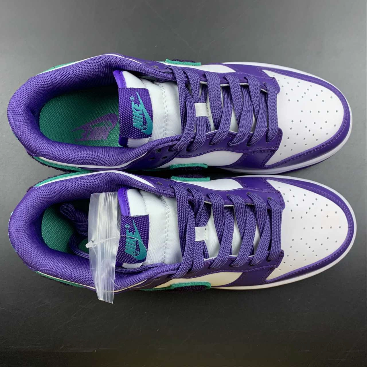 SB Dunk Low Chenille Swoosh Sail Grand Purple Neptune Green DQ7683-100 Lightweight Ride LowTop