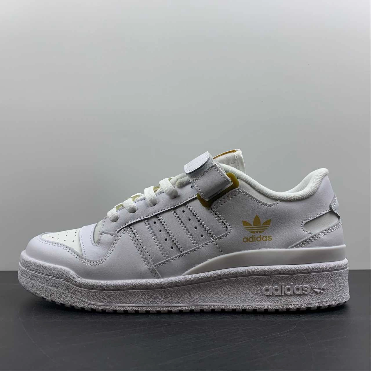 Adidas Forum 84 Low White Gold Leather GZ6379 No Tie Stride Boost