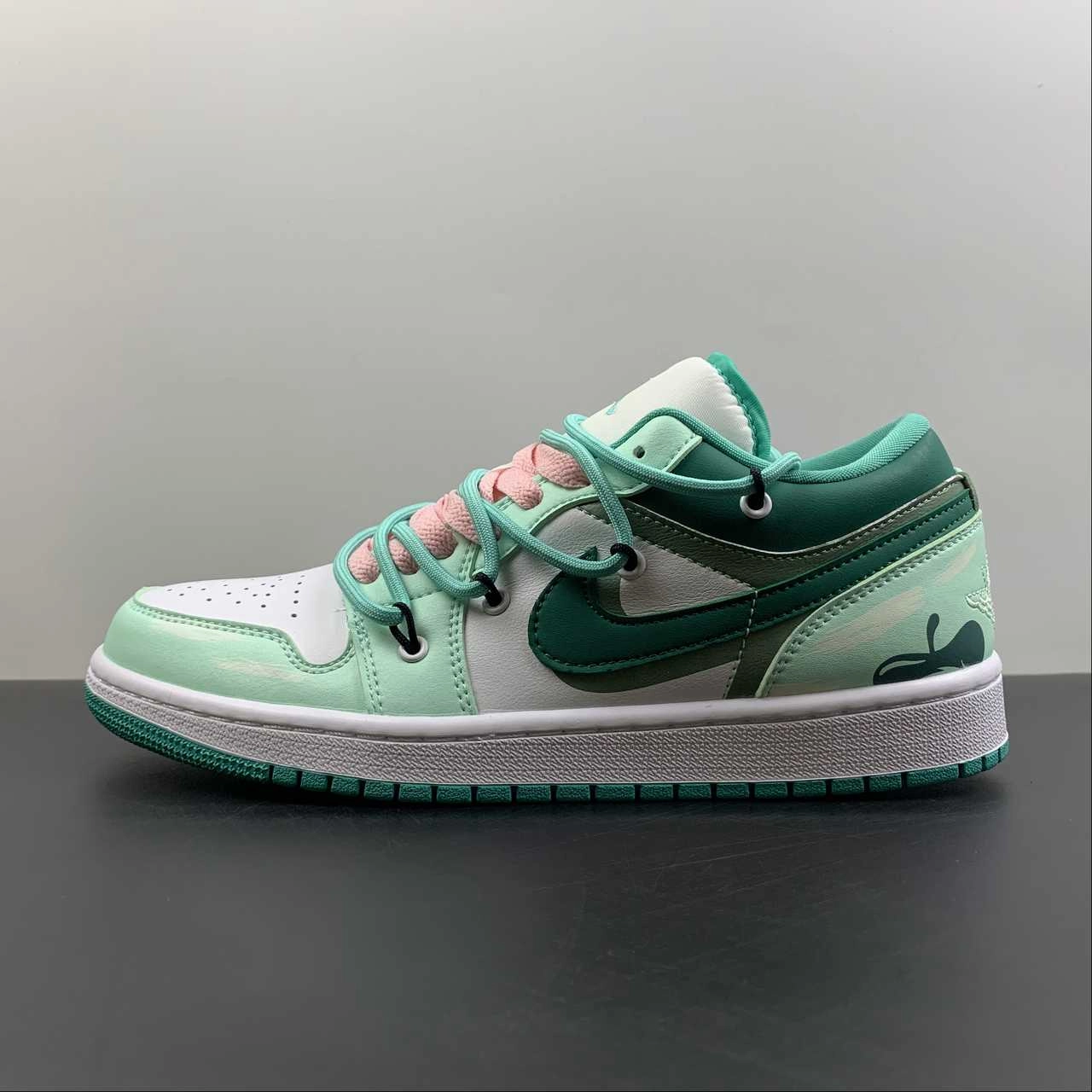 Air Jordan 1 Low White New Emerald-White DC0774-132 Comfort Leather