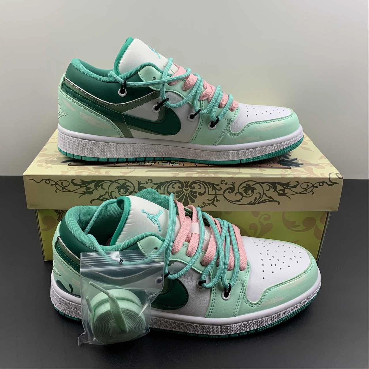 Durable ease Air Jordan 1 Low White New Emerald-White DC0774-132