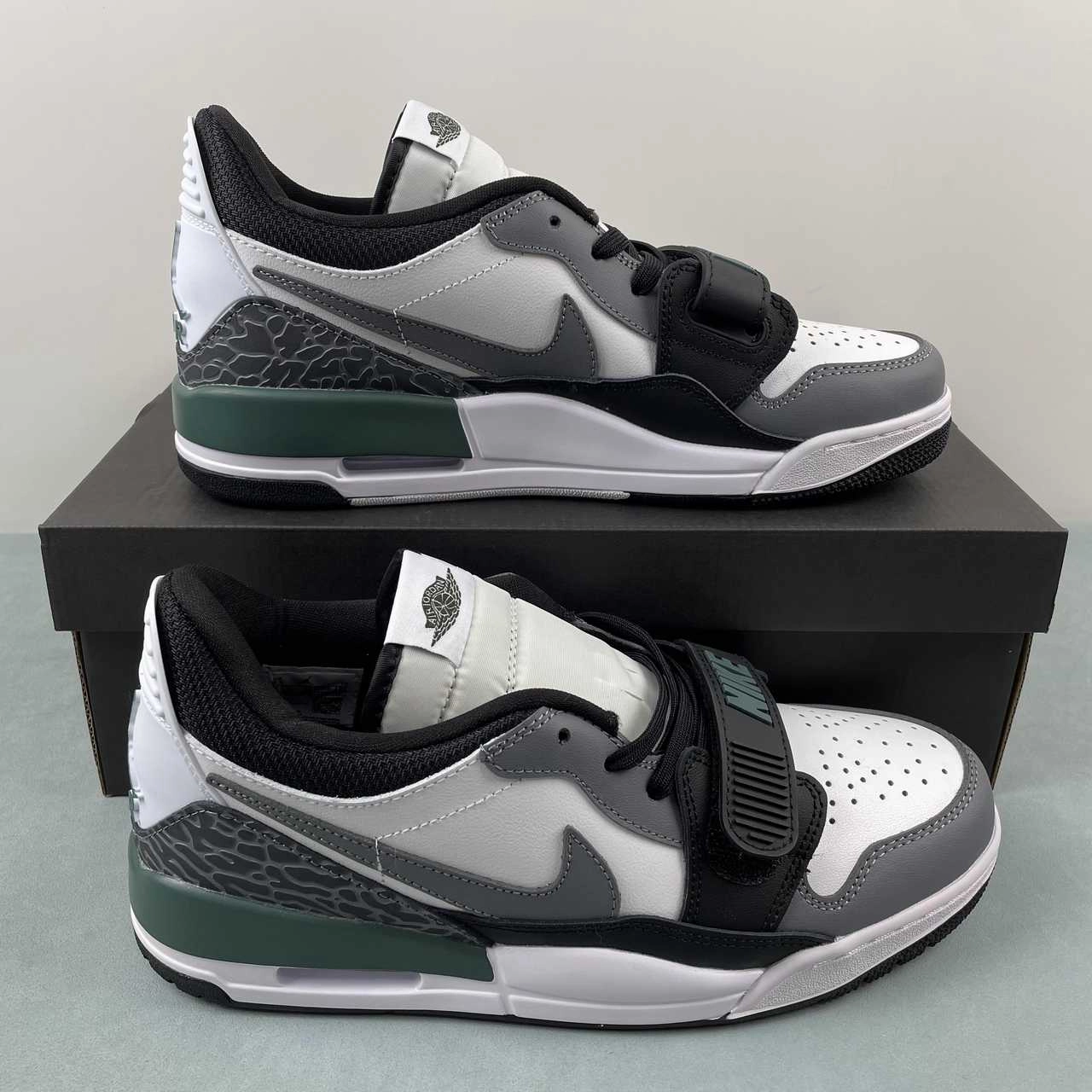 Aerodynamic Frame Performance Air Jordan Legacy 312 Low White Black Cool Gray Oxidized Green CD7069-131