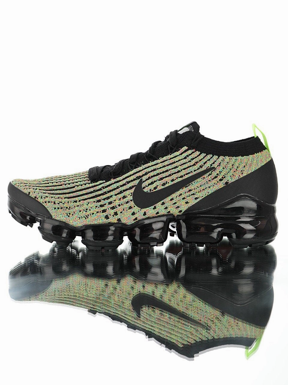 Air VaporMax Flyknit 3.0 Rainbow Powder Green Black Zero Gravity Cushioning QuickDrying