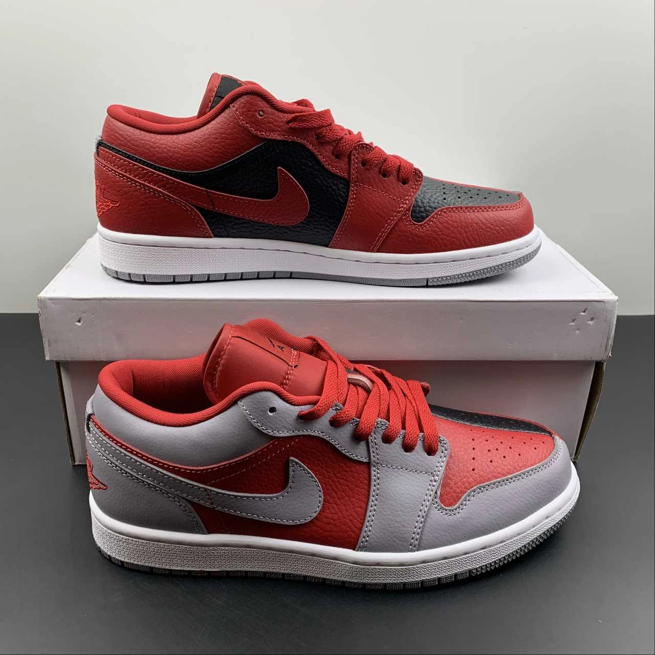 Cushioned arch Air Jordan 1 Low SE Split Gym Red Cement Grey Black White DR0502-600