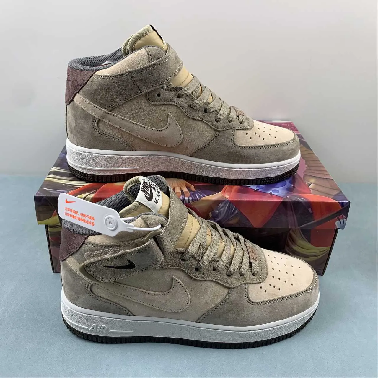 Air Force 1 07 Mid Suede Gray Yellow CG9908-102 Fashionable Step Soft Upper