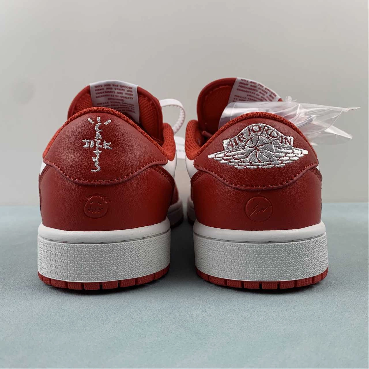 Travis Scott x Air Jordan 1 Low OG Red White Black DM7890-103 Durable Mesh
