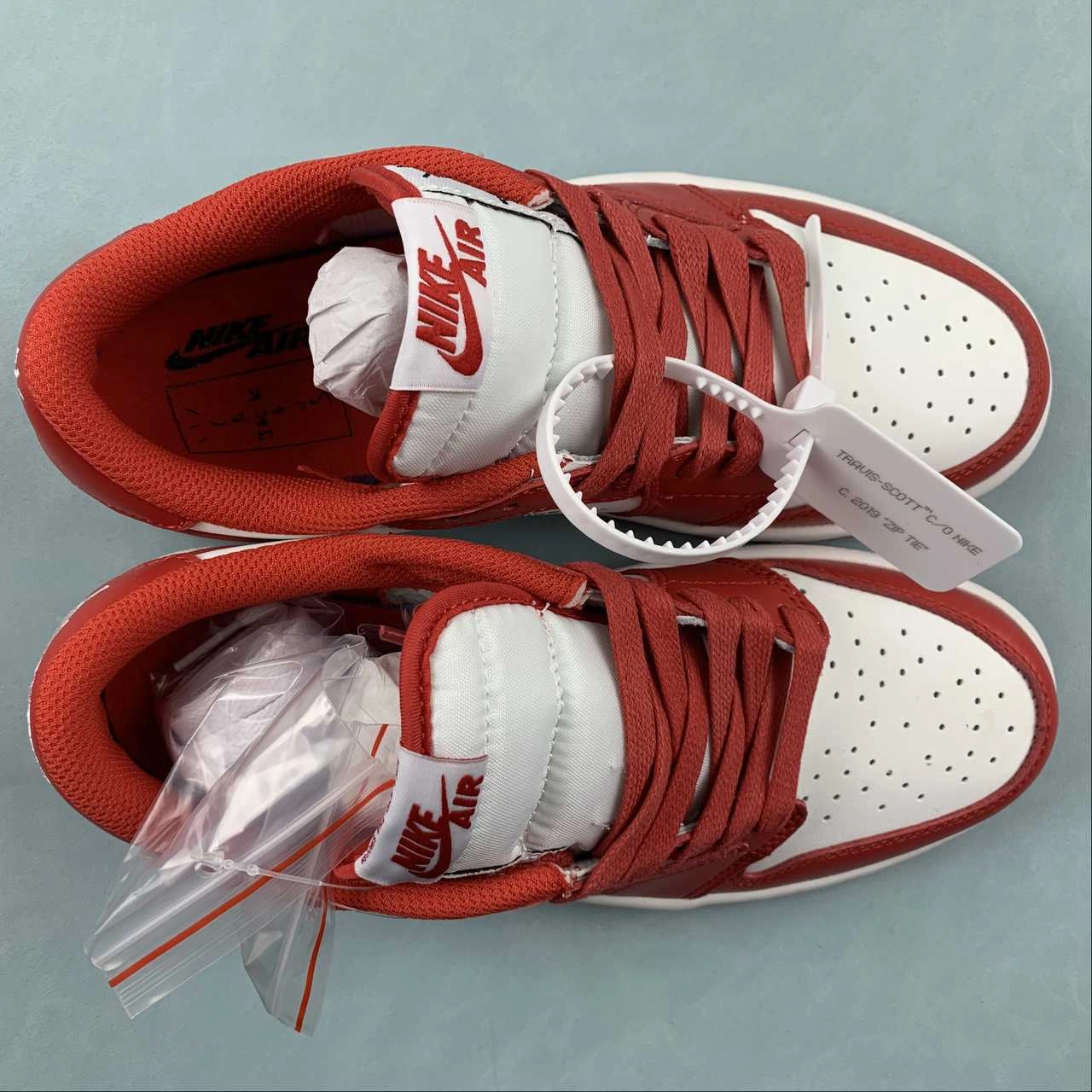 Travis Scott x Air Jordan 1 Low OG Red White Black DM7890-103 Trend-setting wear Comfort Grip
