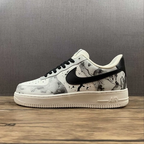 Modern Ease Chic Design Air Force 1 07 Low Landscape Ink Painting White Black BL1522-089