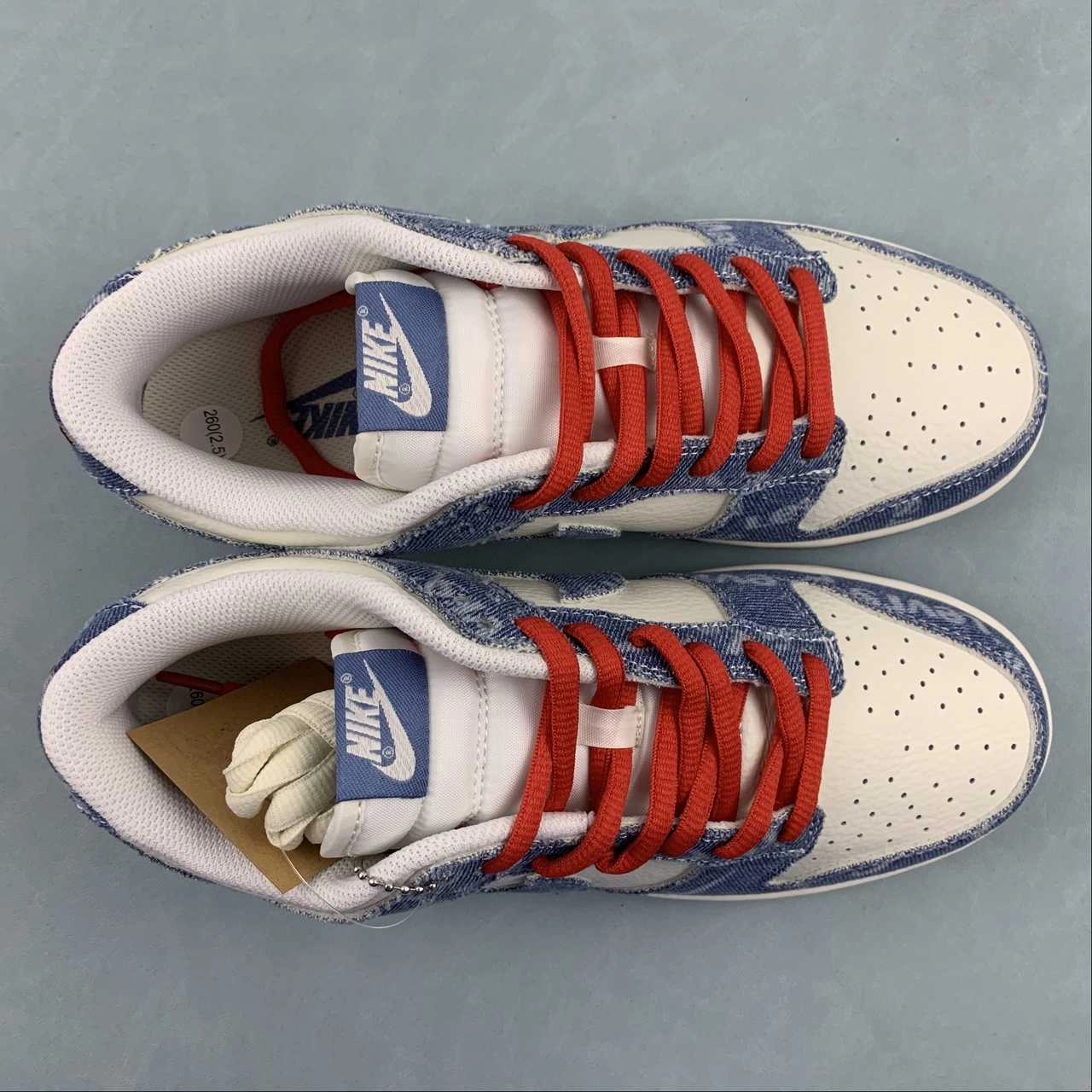 Odor   Resistant SB Dunk Low Levis Denim Blue Red White LE0021-002