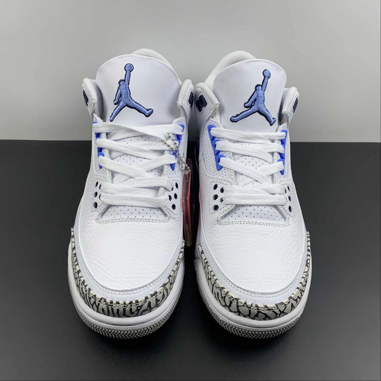 Air Jordan 3 Retro UNC White Valor Blue Tech Grey CT8532-104 Comfort Technology ElasticMaterial