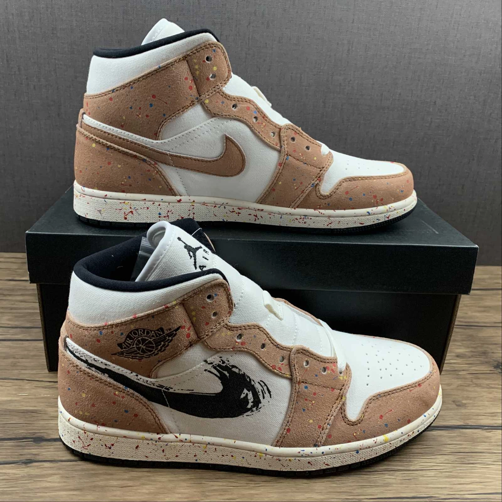 Foot Cushion Streamlined Style Air Jordan 1 Mid SE Sail Black-Cider-Chile Red (2021) DA8005-100