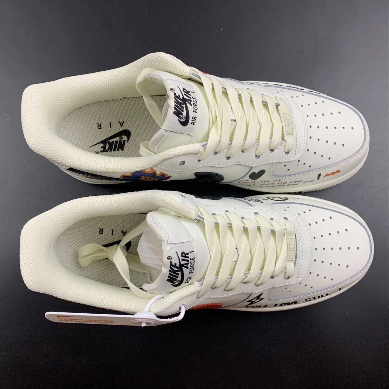 Storm Step Flat Base Air Force 1 07 Low You Love Still I Beige Red Black Customised CW2288-226