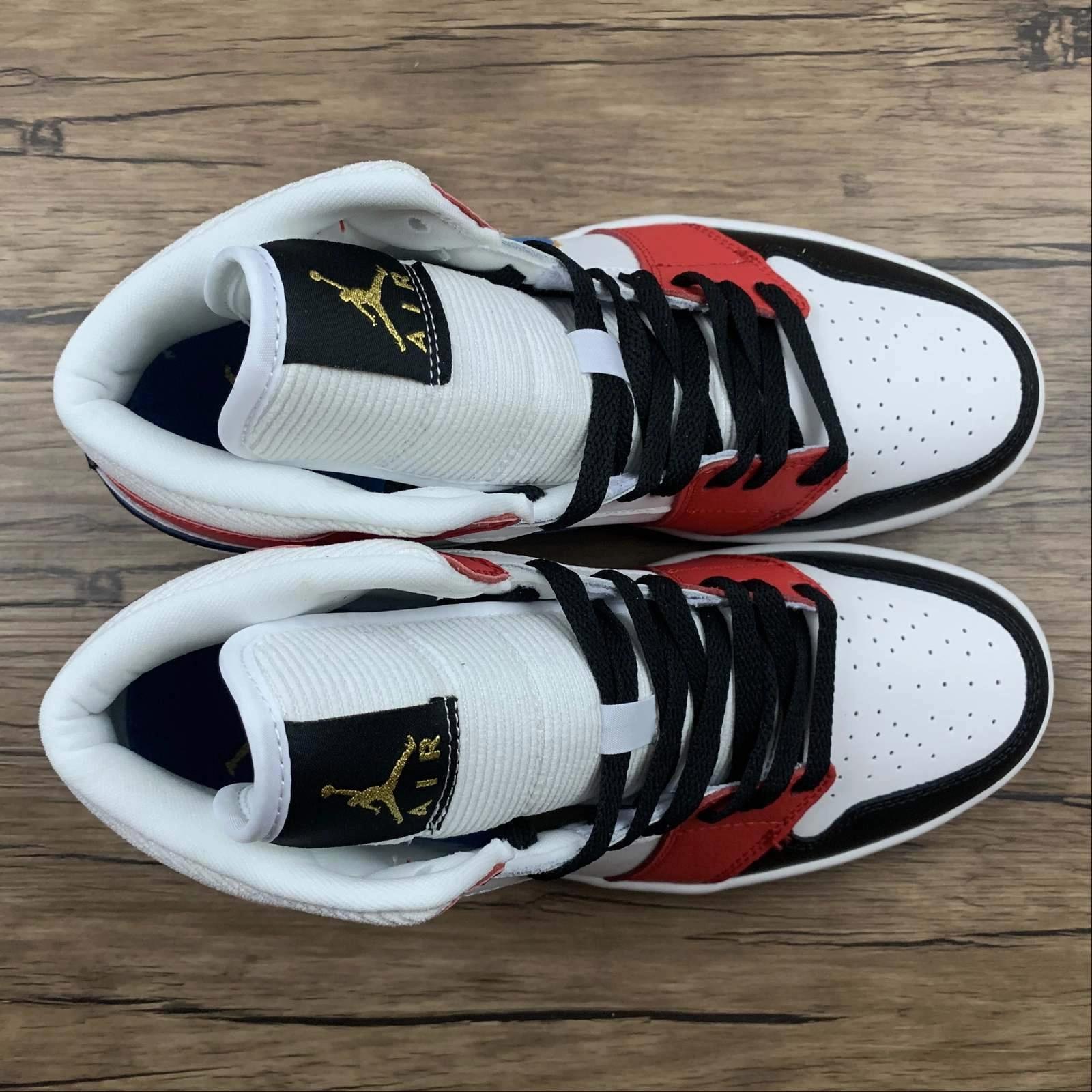 Air Jordan 1 Mid SE Black White Red-Blue DC1426-100 Resilient Outsole