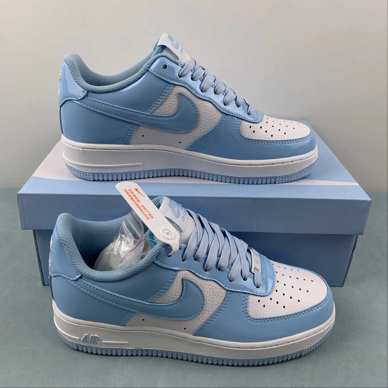 Bright Accents Hill Climb Air Force 1 07 Low Lackleder White Blue HP3656-533